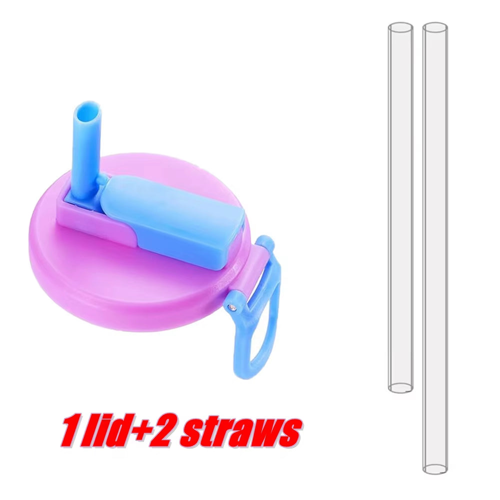 1Pcs Silicone Lid Cover with 2 Straws Reusable Soda Can Lid Portable Canned Beverages Juice Beer Straw Cap for Home Picnic